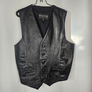 Wilson's Black Leather Bikers Vest Size Large Men's Moto Western Classic